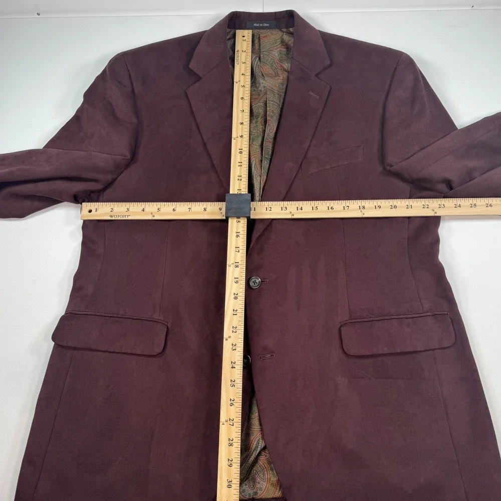 Lauren Ralph Lauren Mens 44R Burgundy Faux Suede Blazer Sport Coat Paisley